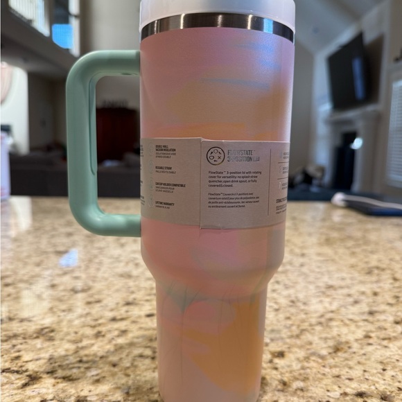 Stanley Quencher H2.0 Tumbler in Pink with Mint Handle - Picture 2 of 3